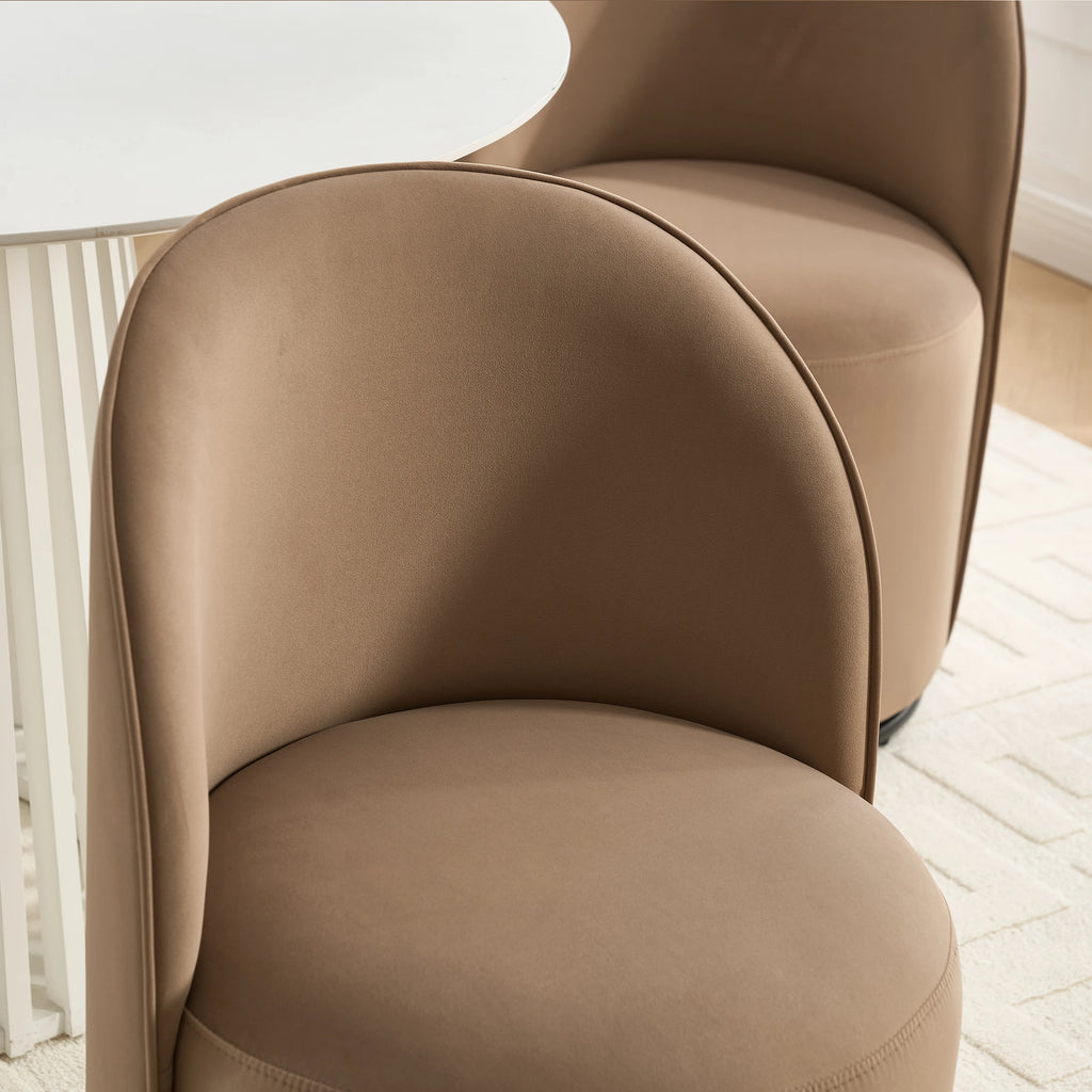 Modern Design Velvet Fabric Upholstered Kitchen Swivel Barrel Accent Dining Chair For Living Room