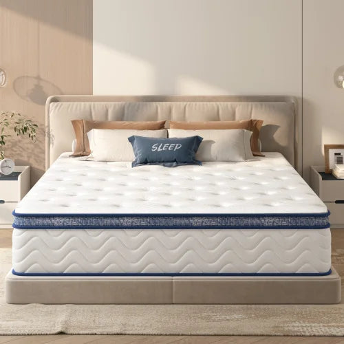 M 12 Inch Queen Size Hybrid Mattress Pocket Spring Coils Memory Foam Bed Mattress Colchon