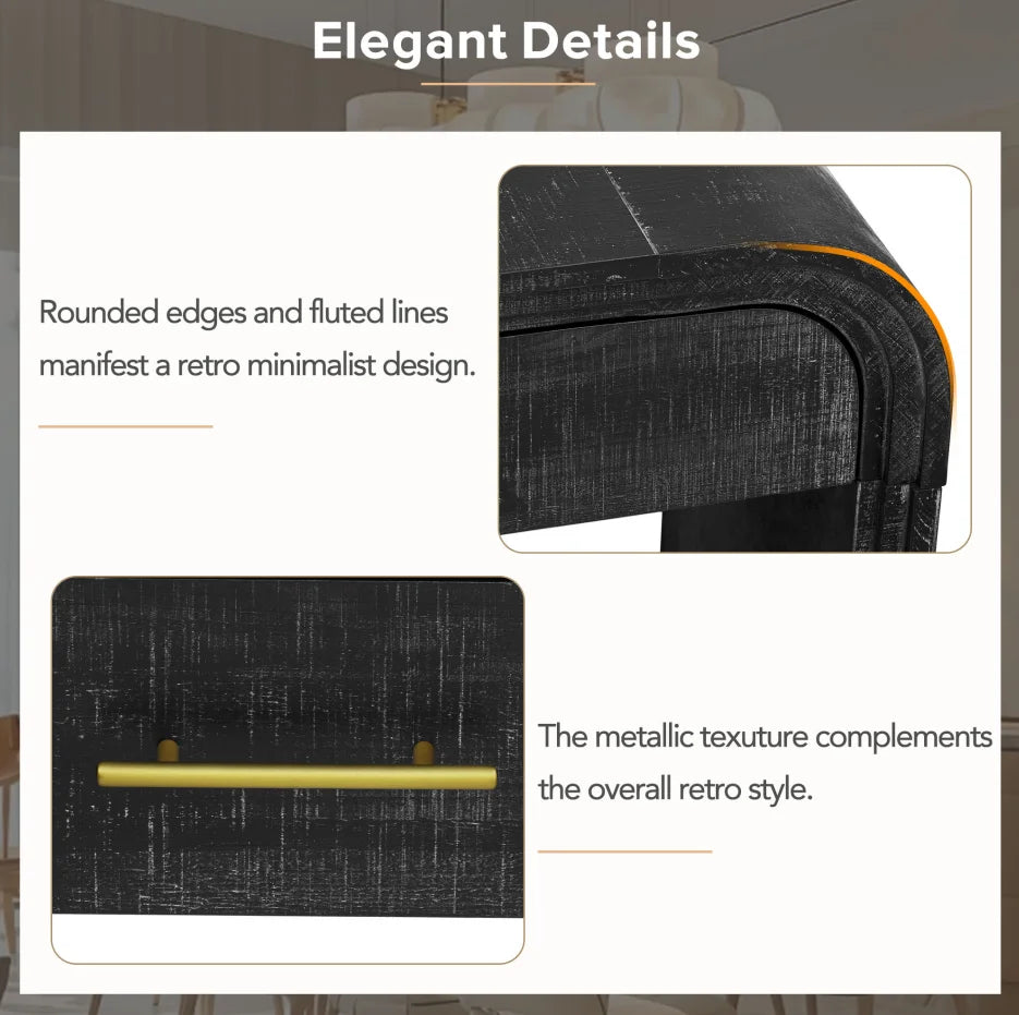 Unique Modern Silhouette Solid Wood Console Table with Open Style Two Top Drawers for Living Room Furniture