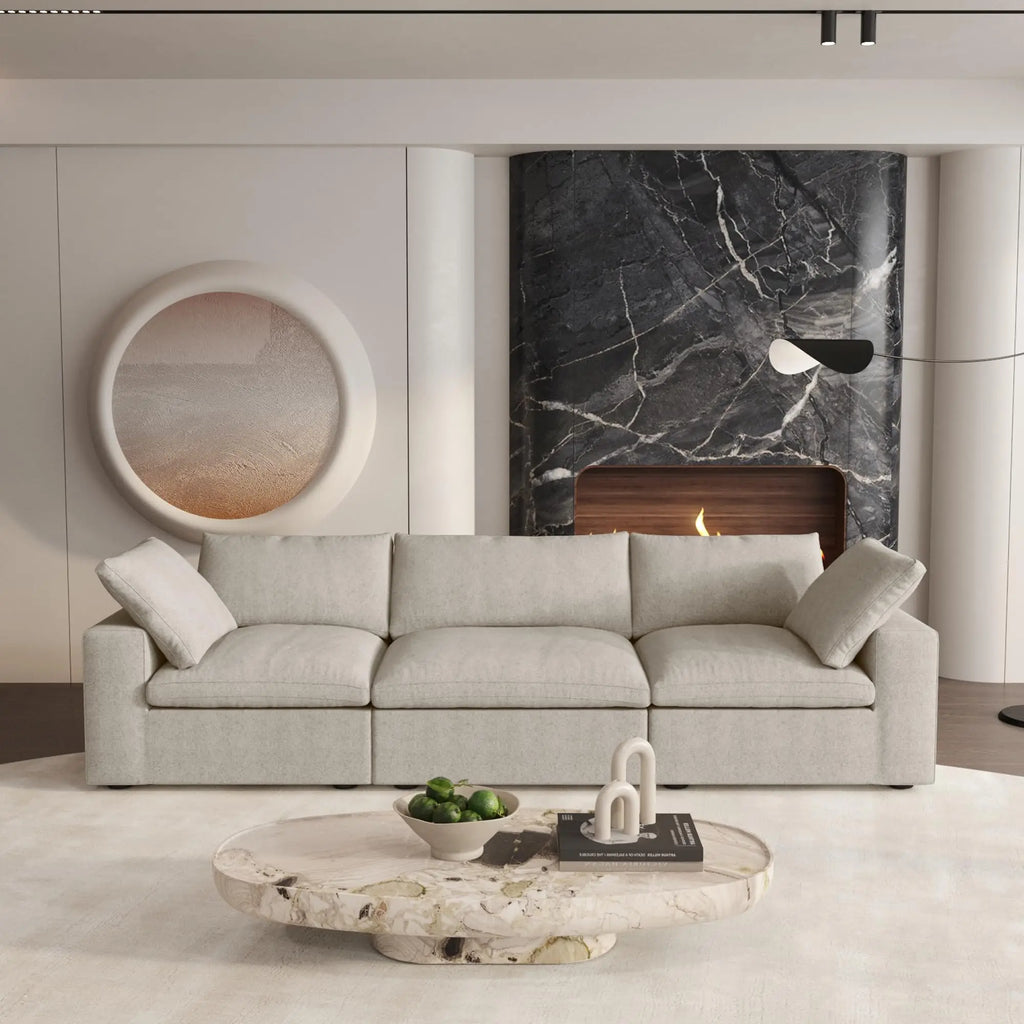 Voxhome Living Room Family Apartment Furniture Soft Cloud Sofa Nordic Khaki 3 4 5 6 7 Seater Modular Sectional Couch Sofa Set