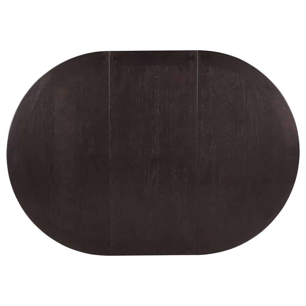 Modern Espresso Oval Adjustable Extension Leaf Dining Table