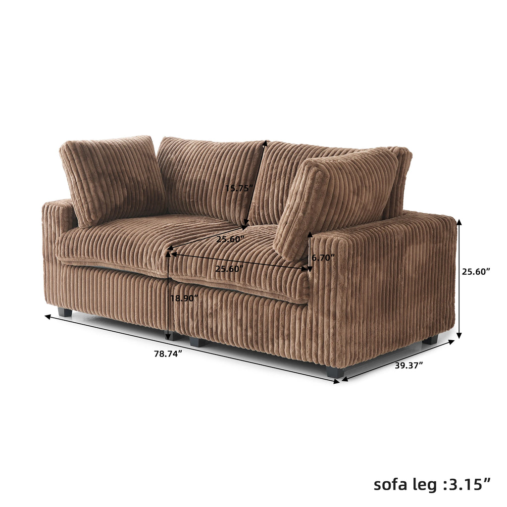 VOXHOME US Drop Shipping Apartment 3 Seater American Corduroy Sofa Living Room Furniture Brown Modular Sectional Couch Sofa Set