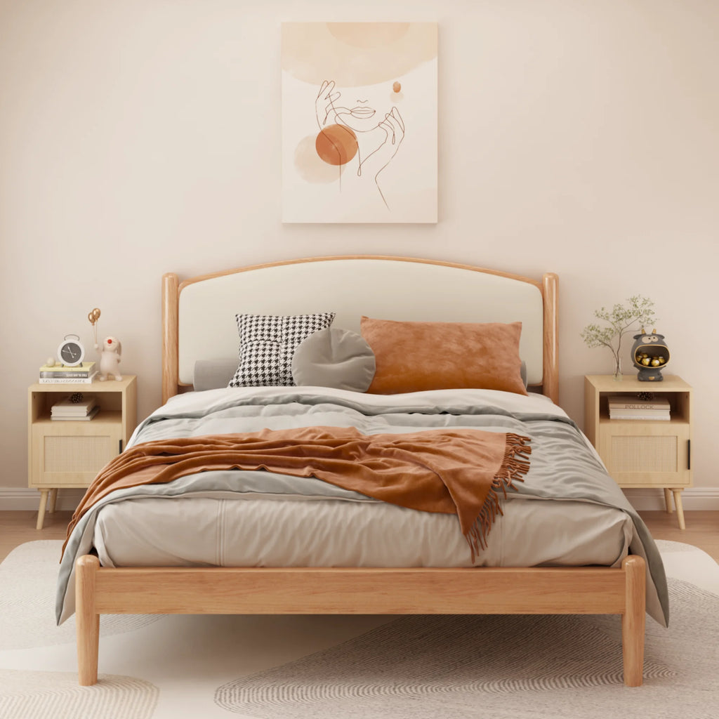 22.83'' H MDF Bedside Nightstand with Door-Shelf and Oak Finish for Small Spaces