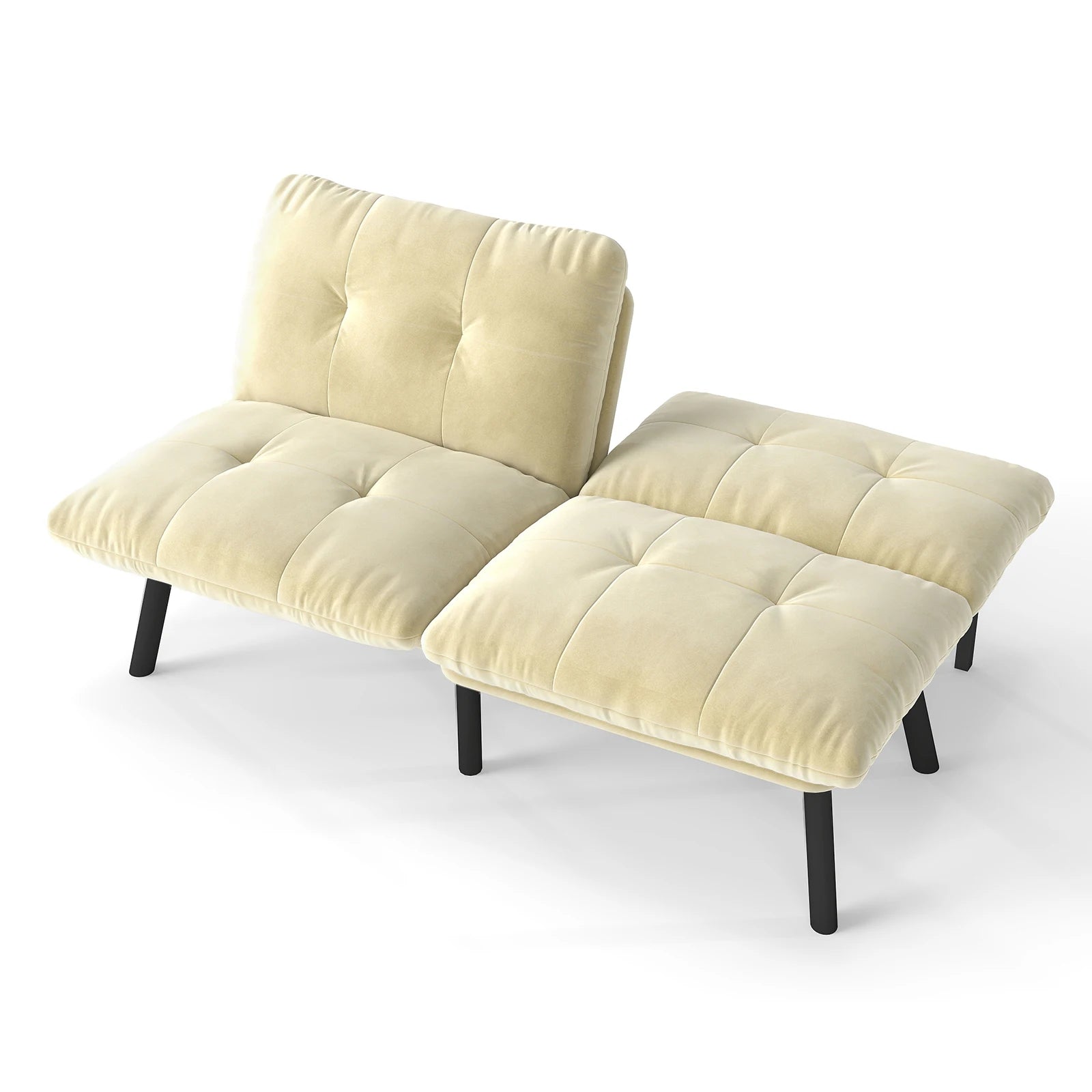 Cream Convertible Folding Modern Sofa Bed - Multi-Functional Space-Saving Lounge Couch for Living Room