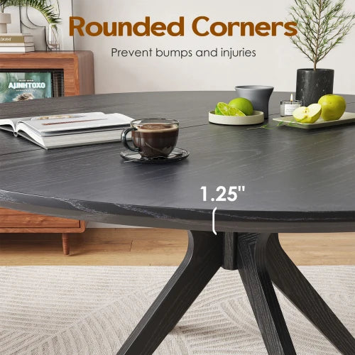 47.2" Solid Walnut Round Dining Table for 6 with Intersecting Pedestal Base Antique Design Hotel Use