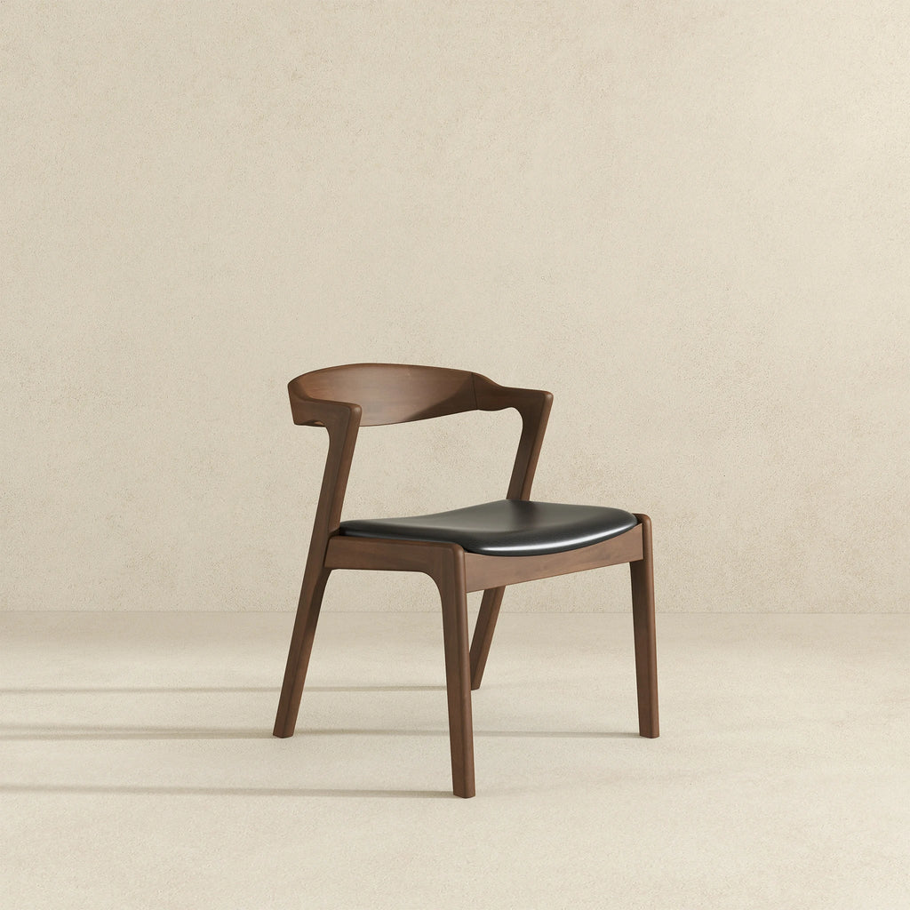 Dakota Solid Wood Black Leather Dining Chair Sets for Restaurant Dining Room Coffee Shop