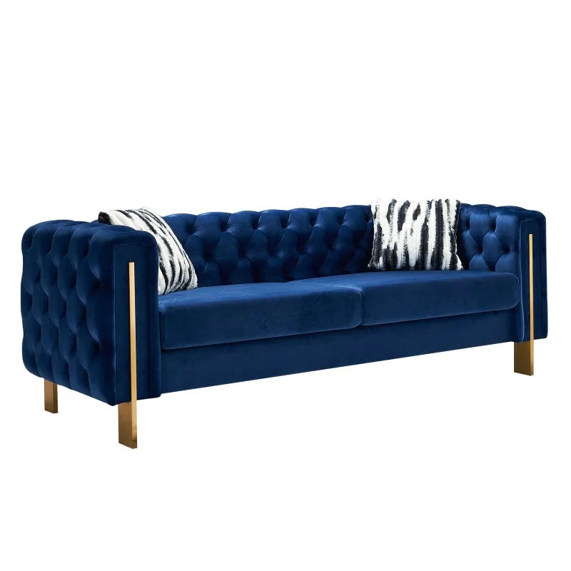 Luxury Chesterfield Modern Tufted Velvet Upholstered Sofa Set for Apartment Hotel Living Room Library Office Club Decor