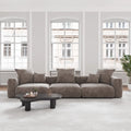 VOXHOME US Drop Shipping Living Room Furniture Nordic Vacuum Compress Brown 3 Seater Corduroy  Modular Sectional Sofa Couch Set