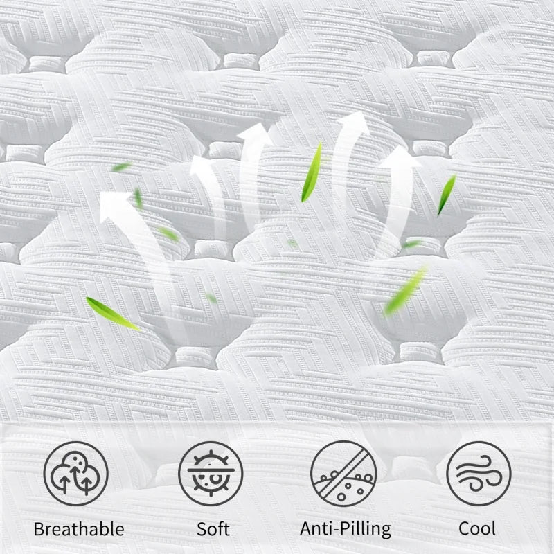 M US Stock 12 Inch Twin Size Hybrid Euro Top Memory Foam Pocket Spring Mattress Pocket Spring Roll up Mattress