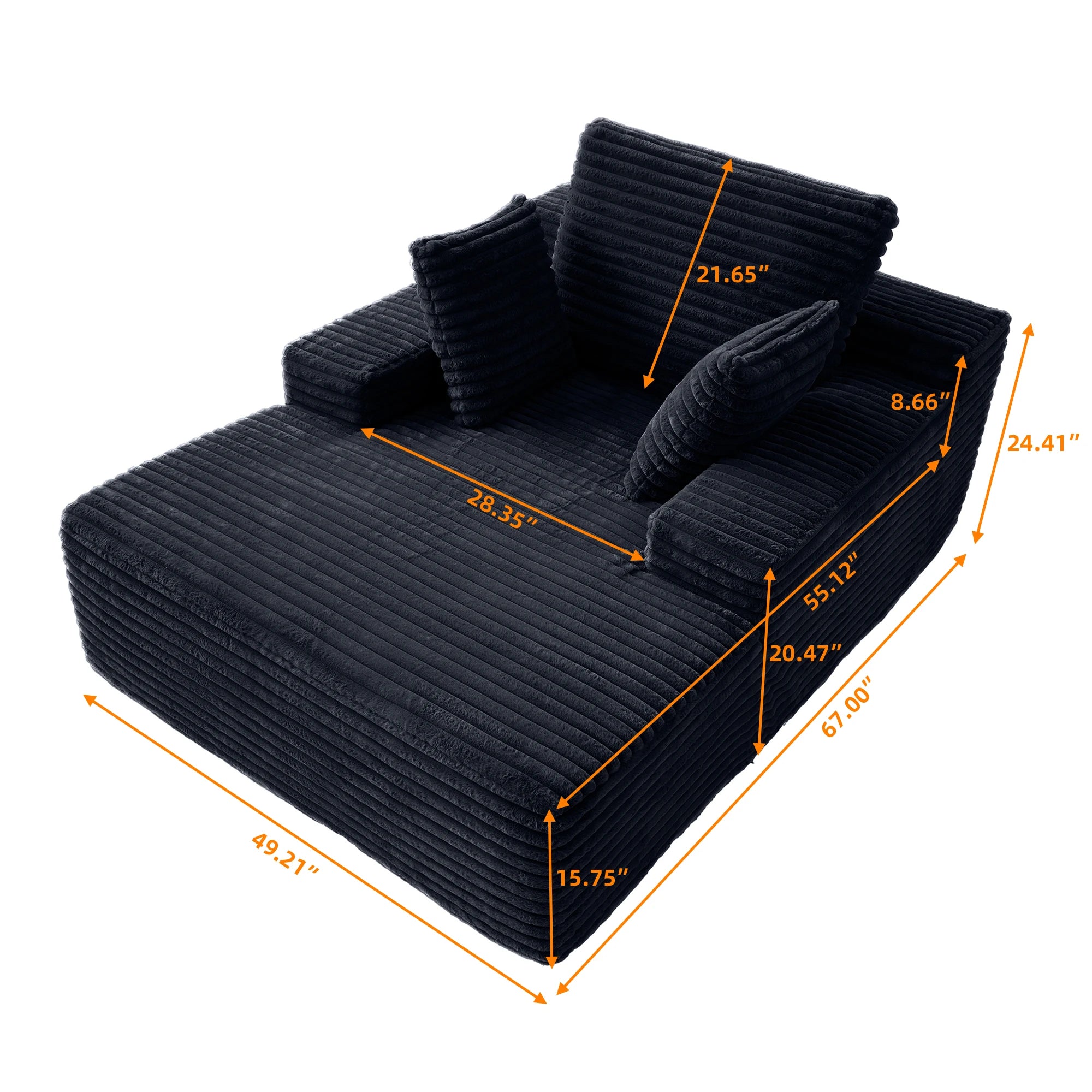 ATUNUS US in Stock Drop Shipping Living Room Corduroy Lounge Recliner Vacuum Compressed Foam Black Single Seat Couch Sofa Bed