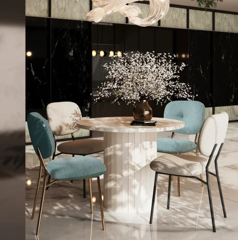 Modern Assembled Small Dining Room Furniture Solid Wood Round Oak Pedestal Dining Table for Restaurant Cafe Kitchen 4 People