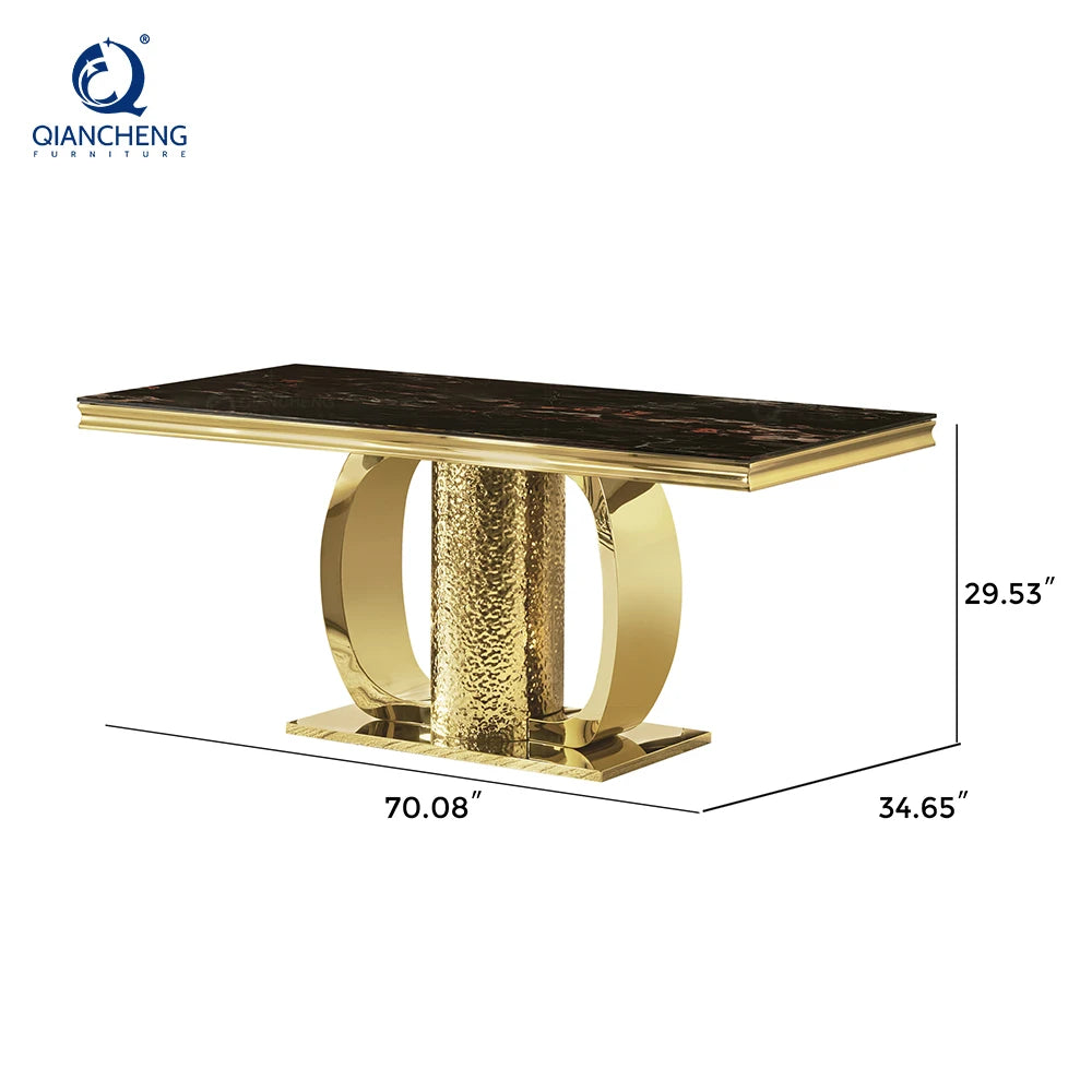 High End Rectangular Dining Room Table 6 Seater Luxury Glass Dining Tables for Hotel Restaurant