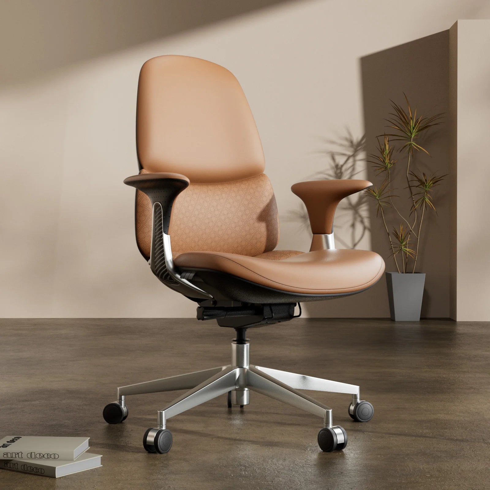 USA Warehouse Free Shipping Luxury Modern Executive Ergonomic Adjustable Brown Leather Office Chair for Office Home