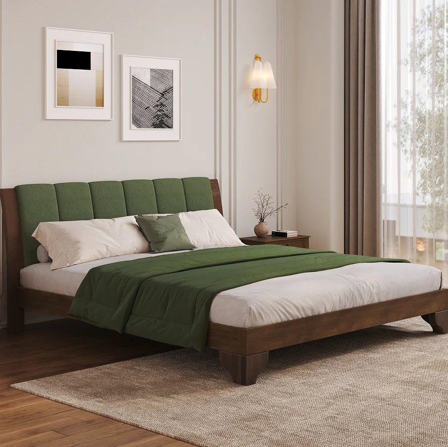 Mid-Century Upholstered Bed Frame