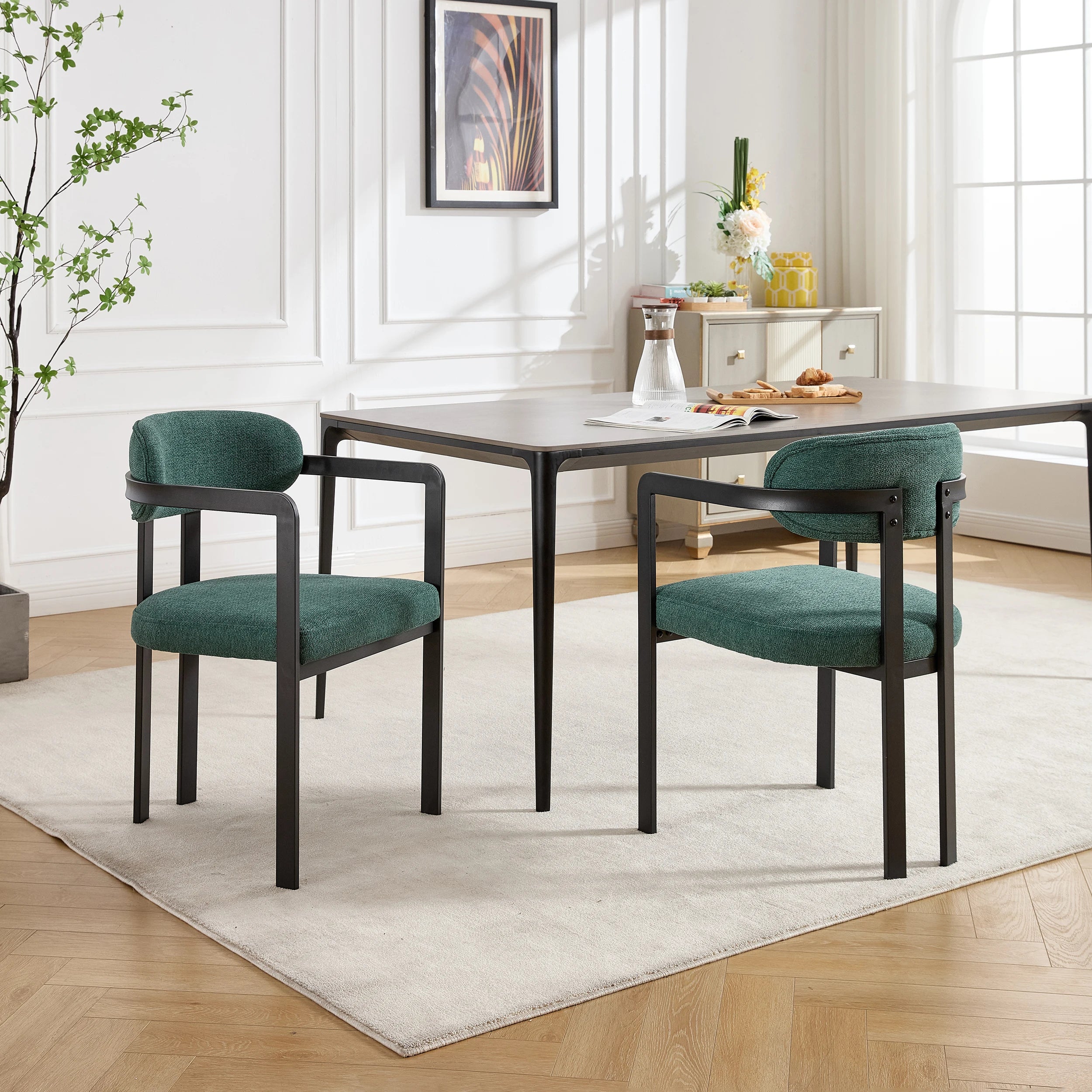 Victorian European Style Metal Frame Modern Luxury Nordic Fine Fabric Beauty Dining Table And Chair