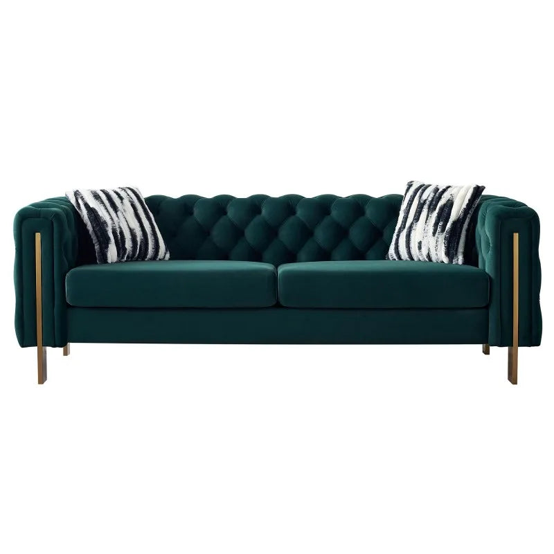 Luxury Chesterfield Modern Tufted Velvet Upholstered Sofa Set for Apartment Hotel Living Room Library Office Club Decor