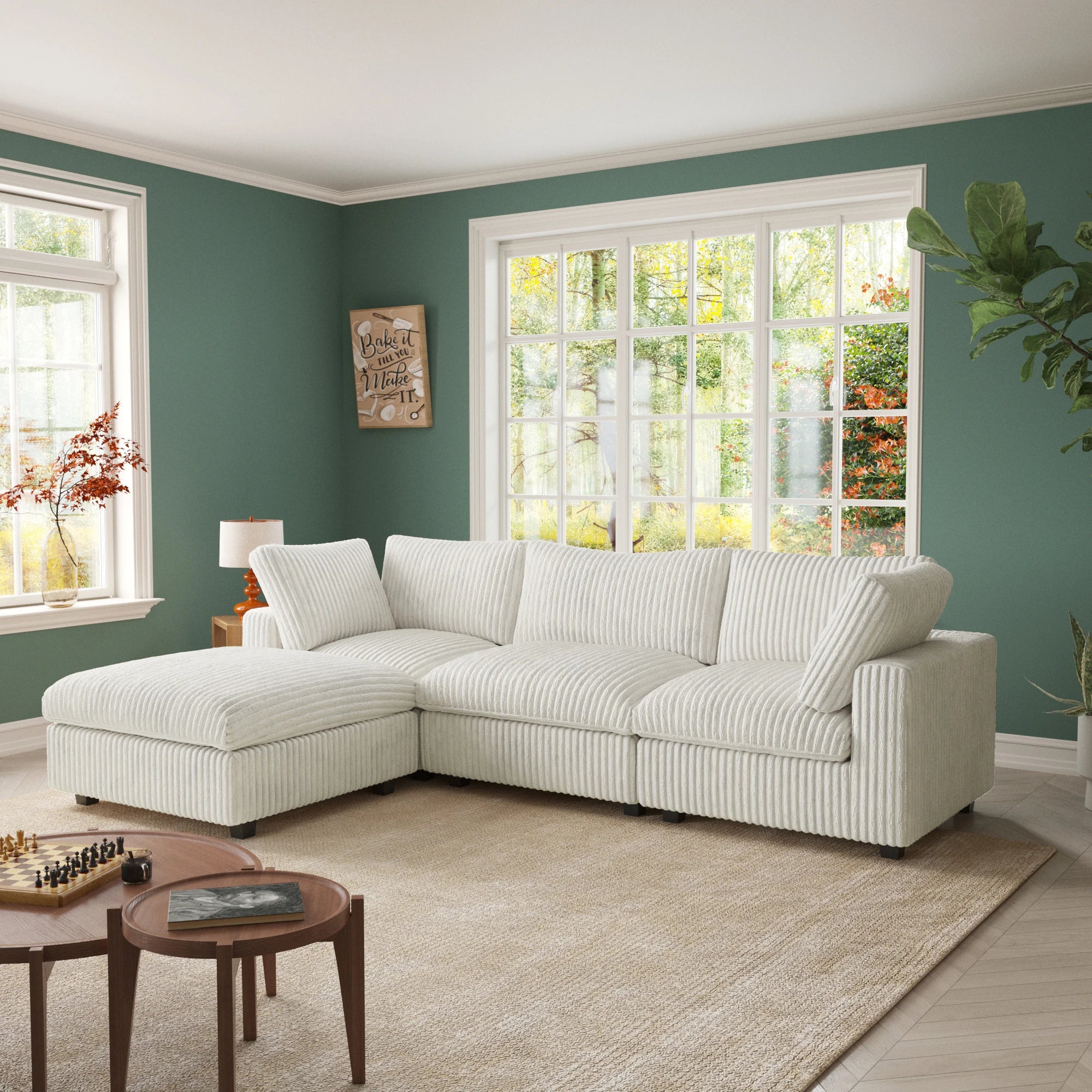 ATUNUS USA in Stock Drop Shipping Modern Sofa Wholesale Living Room Furniture Corduroy Fabric Modular Sectional Couch Sofa Sets