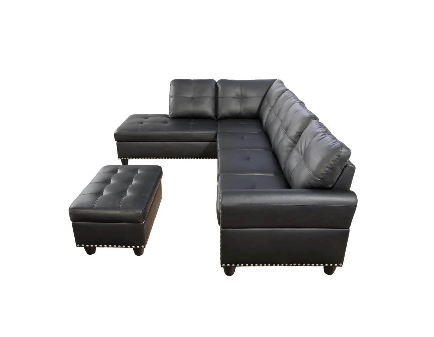 3-Piece L-Shaped Faux Leather Sofa Bed Set with Storage Ottoman Modular Design Eco-Friendly & Durable for Living Room