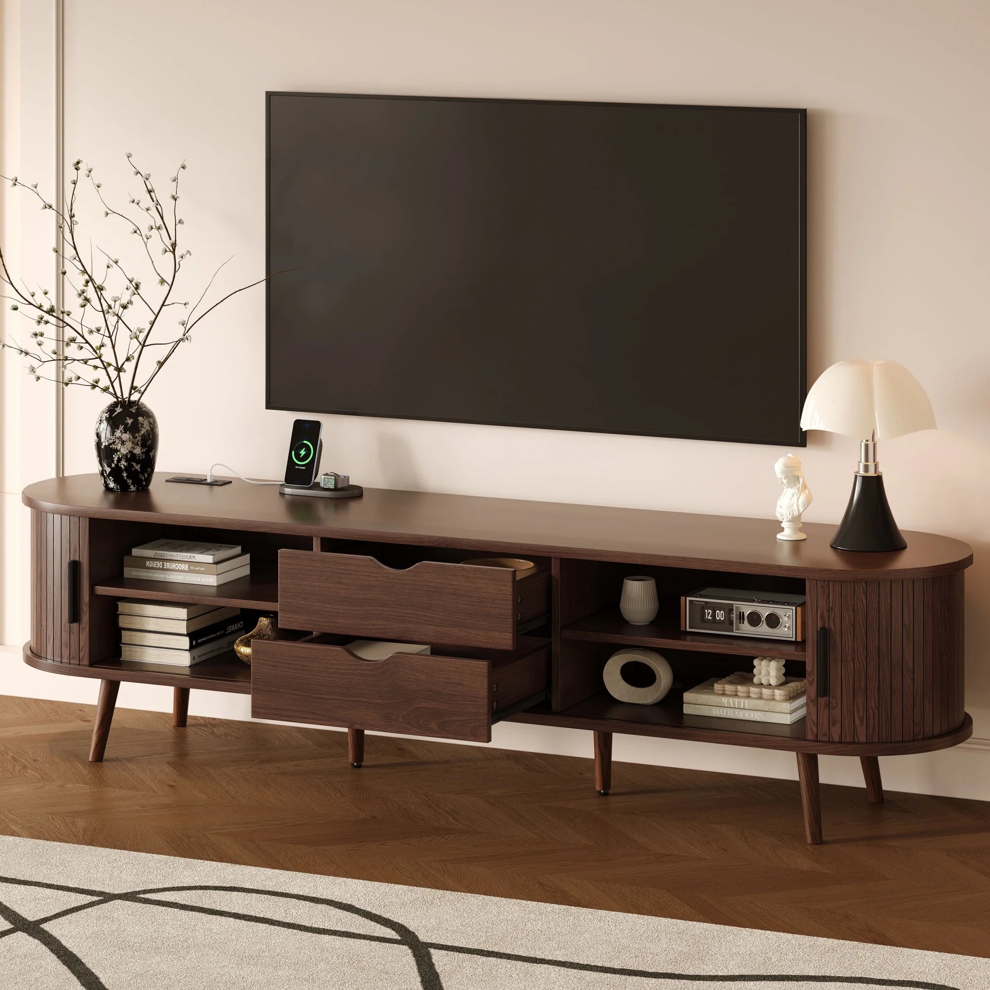 Mid-Century Tambour TV Stand