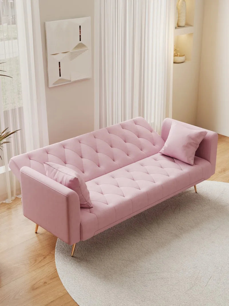 Modern Tufted Convertible Seat Sofa American Velvet Comfortable Furniture for Small Living Room Office Apartment Hotel Villa