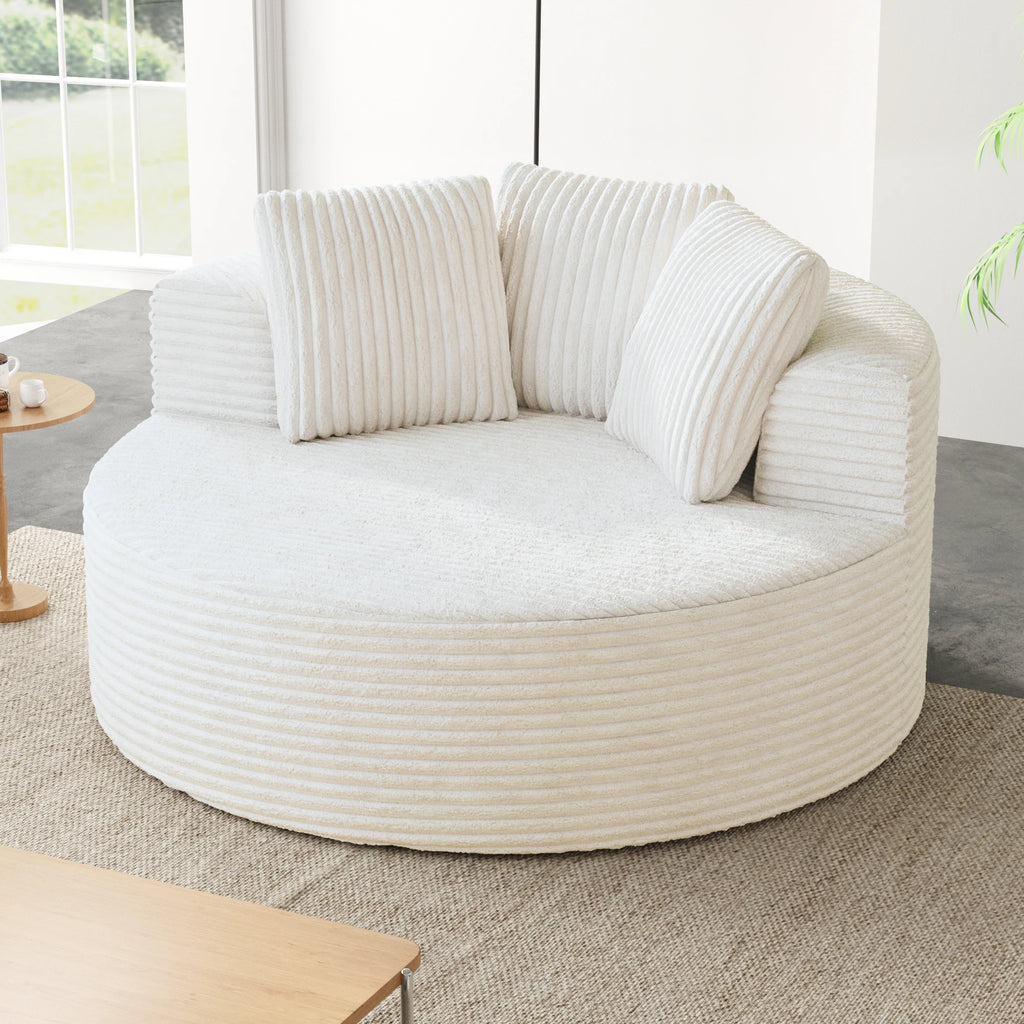 ATUNUS US in Stock Drop Shipping Modern Apartment Brown Lounge Sofa Vacuum Compressed Foam Round Accent Single Seat Chair Sofa