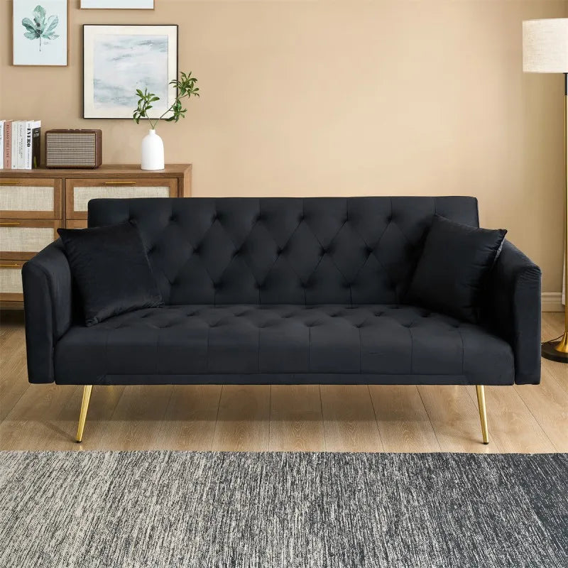 Luxury American Velvet Chesterfield Sofa Convertible Seat Set for Small Spaces-Comfortable Seating for Living Room Bedroom