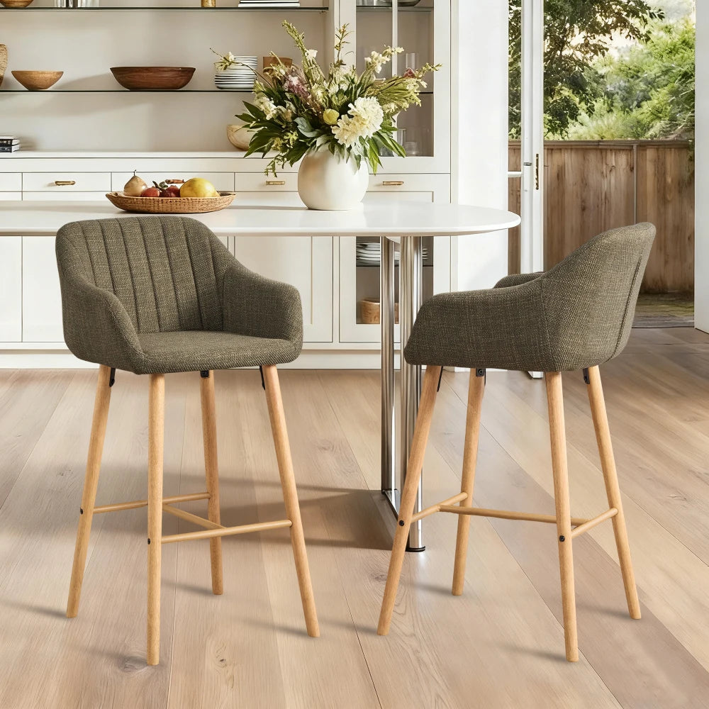 M Modern Luxury bar Wooden Barstools Nordic Dining Chair Stool High Chair Counter for Kitchen Set of 2 Restaurant Furniture