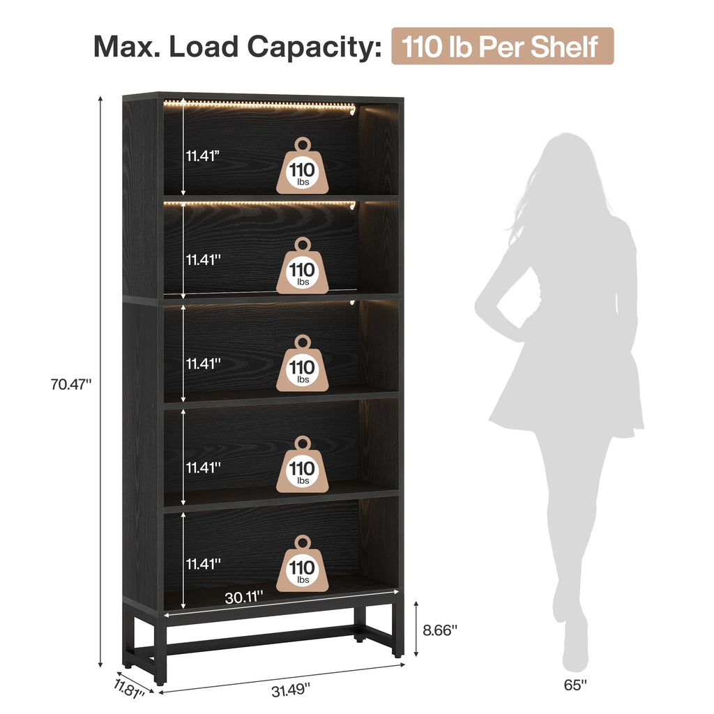 Modern Black LED Bookcase