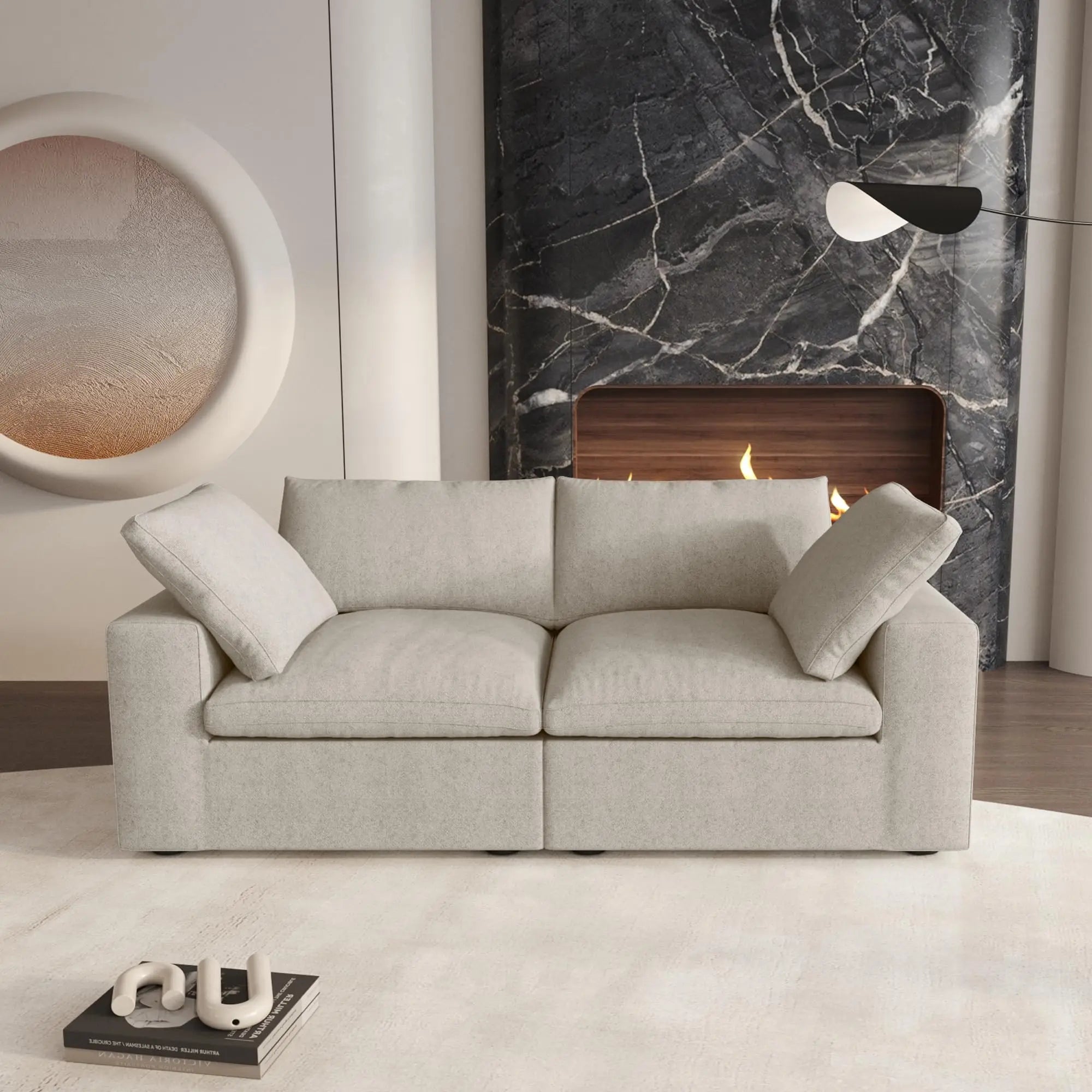 Voxhome Living Room Family Apartment Furniture Soft Cloud Sofa Nordic Khaki 3 4 5 6 7 Seater Modular Sectional Couch Sofa Set