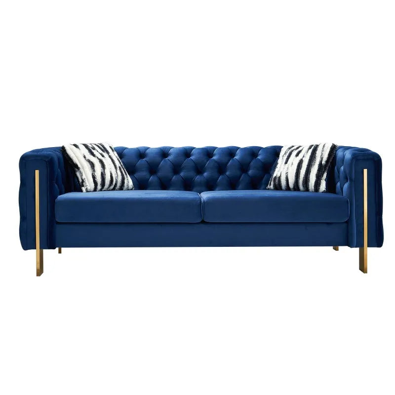 Luxury Chesterfield Modern Tufted Velvet Upholstered Sofa Set for Apartment Hotel Living Room Library Office Club Decor