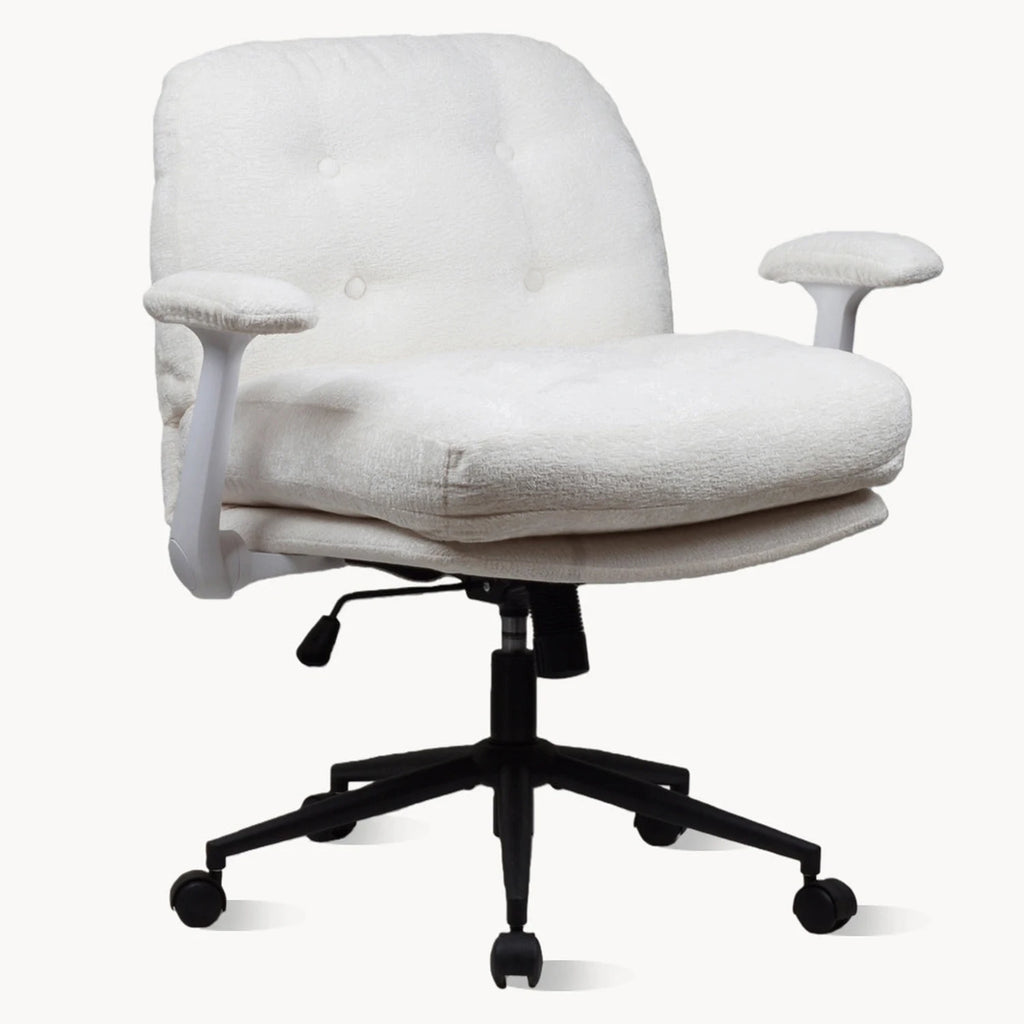 Free Shipping Modern Thick Cushion Wide Seat Flip-Arms Criss-Cross Home Office Bedroom Cross-Legged Fabric Office Chair