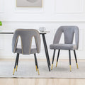 Furniture Collection Modern Contemporary Velvet Upholstered Dining Chair with Nailhead and Gold Tipped Black Metal Legs Set of 2