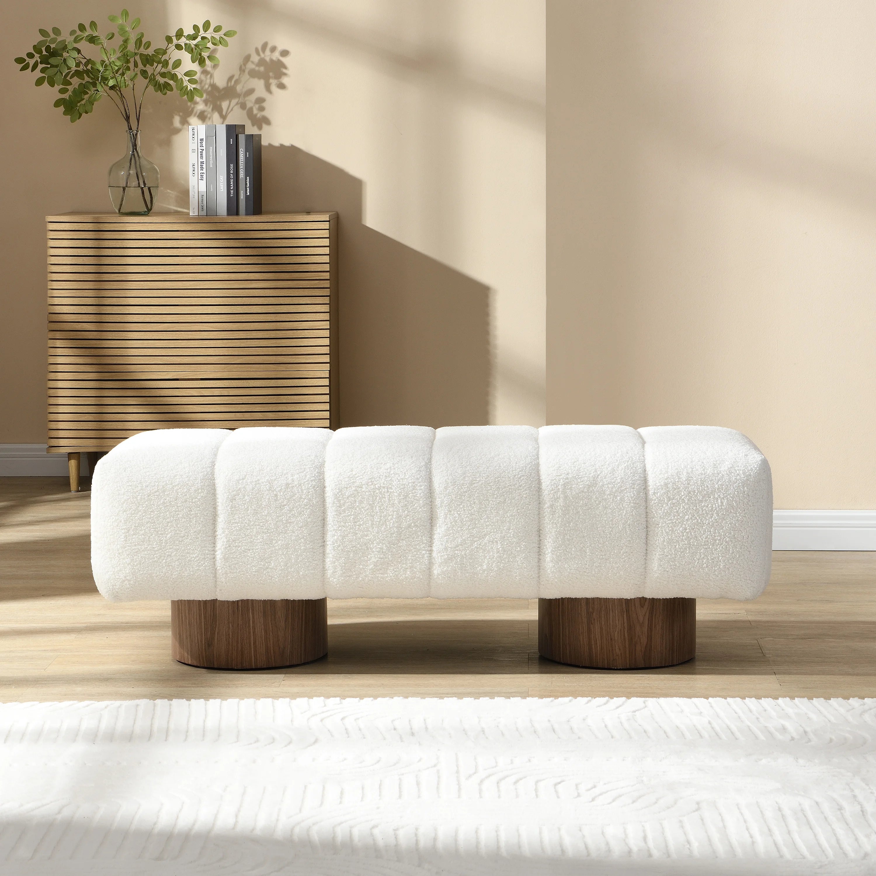 Modern Upholstered Dining Bench for Bedroom Furniture No-Assembly Bench Ottoman for Dining Room Living Room & Bedroom