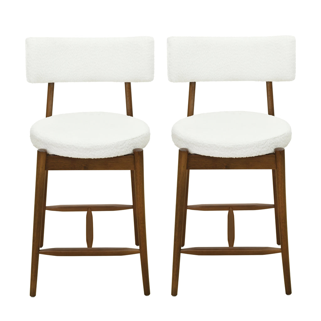 Modern Walnut Counter Stools Set of 2 High Chairs with Backrests for Kitchen Island Breakfast Nook Home Dining Bar Outdoor Use