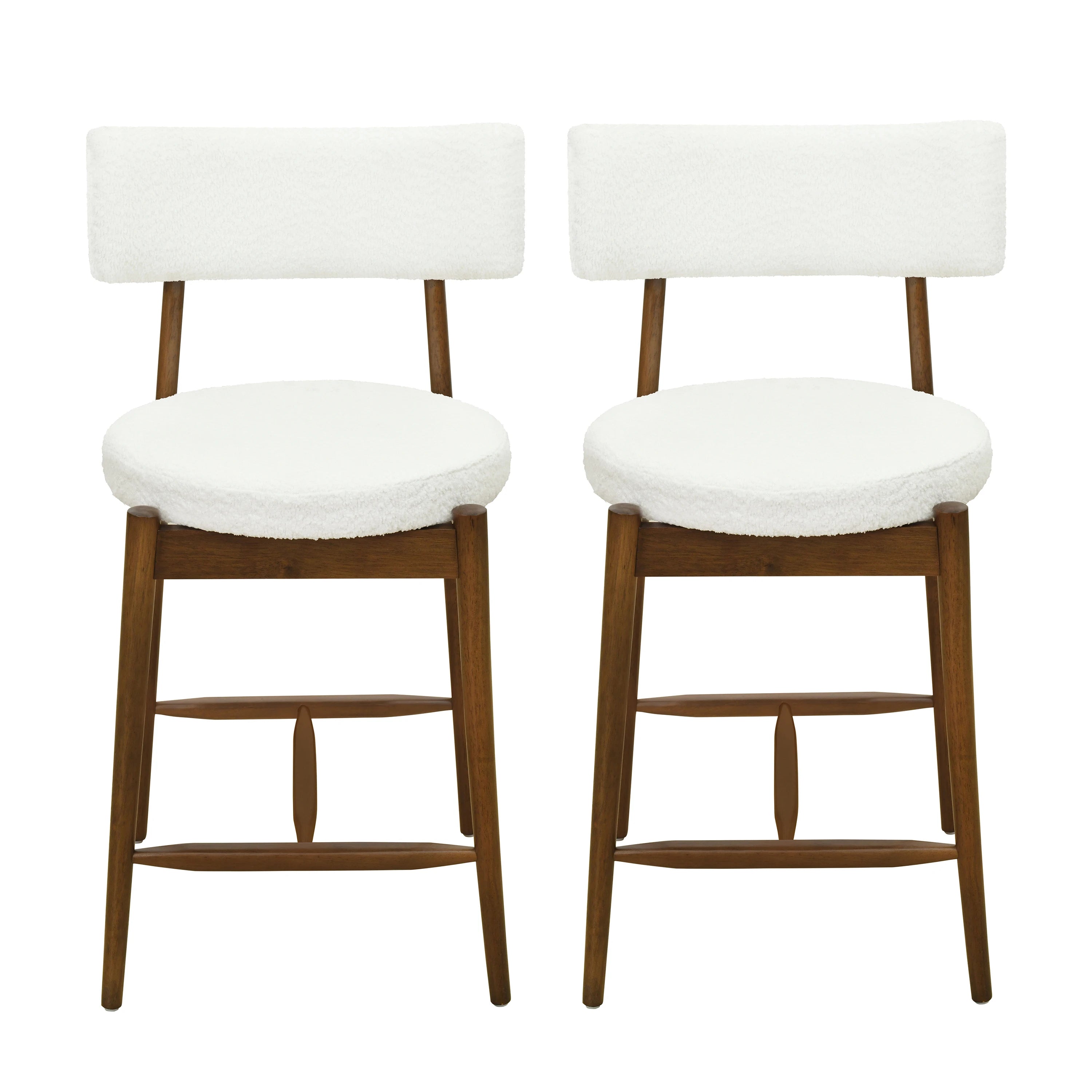 Modern Walnut Counter Stools Set of 2 High Chairs with Backrests for Kitchen Island Breakfast Nook Home Dining Bar Outdoor Use