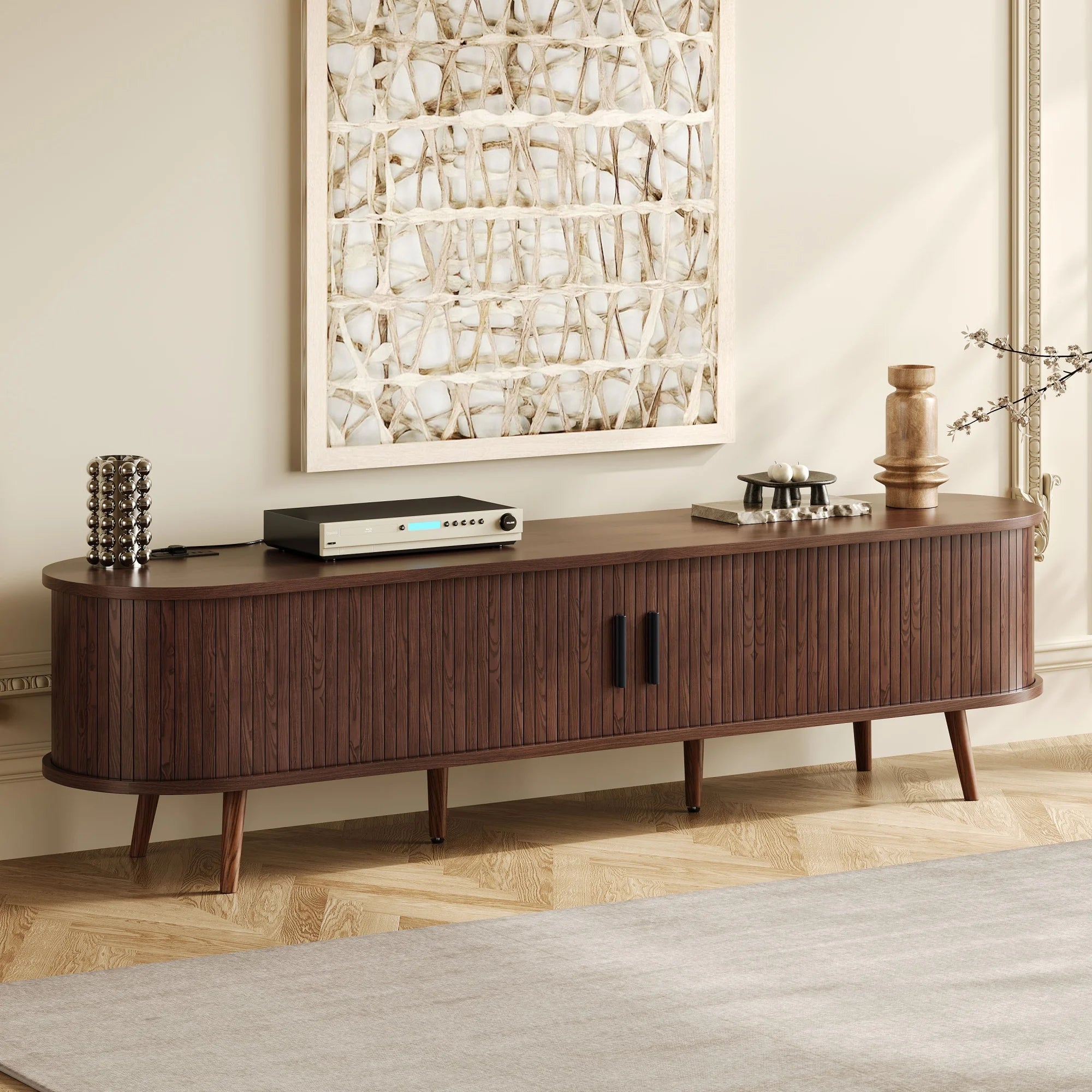Mid-Century Tambour TV Stand