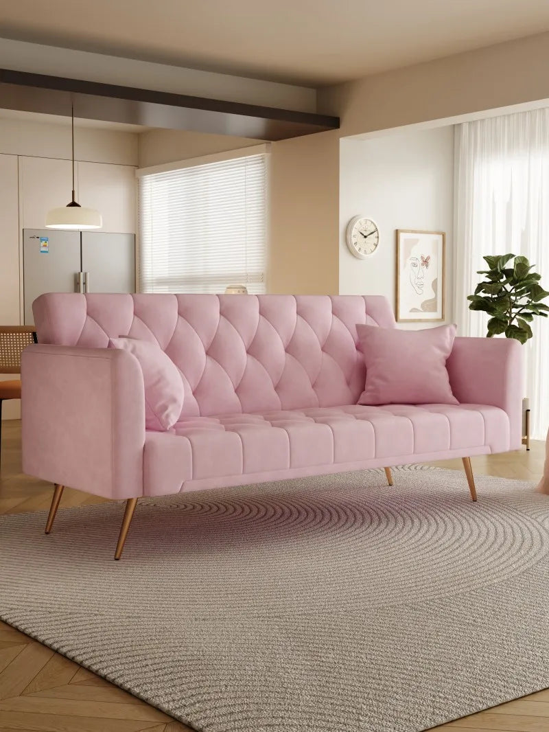 Modern Tufted Convertible Seat Sofa American Velvet Comfortable Furniture for Small Living Room Office Apartment Hotel Villa