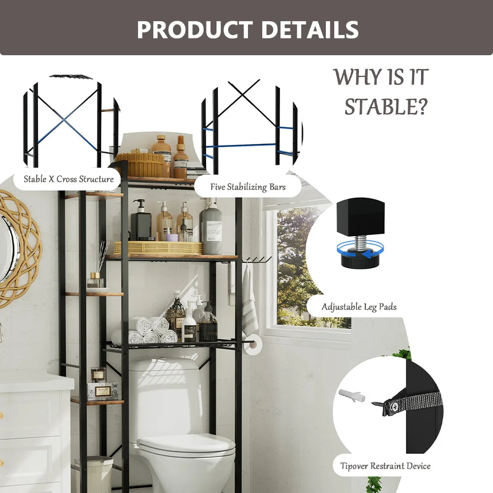Elevated Over-Toilet Storage Rack