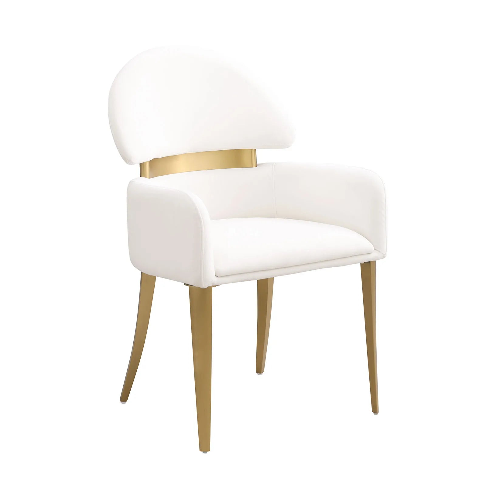 2pc Modern Convertible Arms Chairs Stainless Steel Gold Matte Finish Fabric Dining Room Furniture White Home Office & Hotel Use