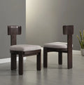 Modern Apartment Upholstered Dining Chairs Set of 2 Fabric Side Chairs with Beige Seating Light Brown Solid Rubber Wood Legs