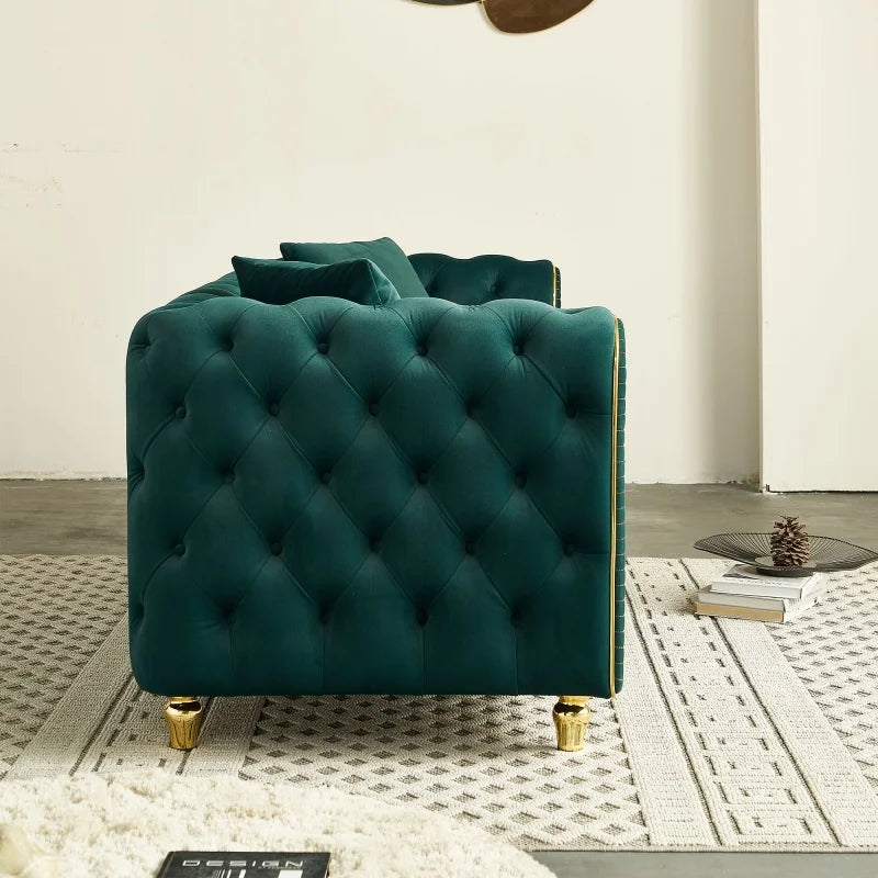 Tufted Up-holstered Modern Sofa Set Furniture Chesterfield Living Room Sofa Black Luxury Couch Living Room for House