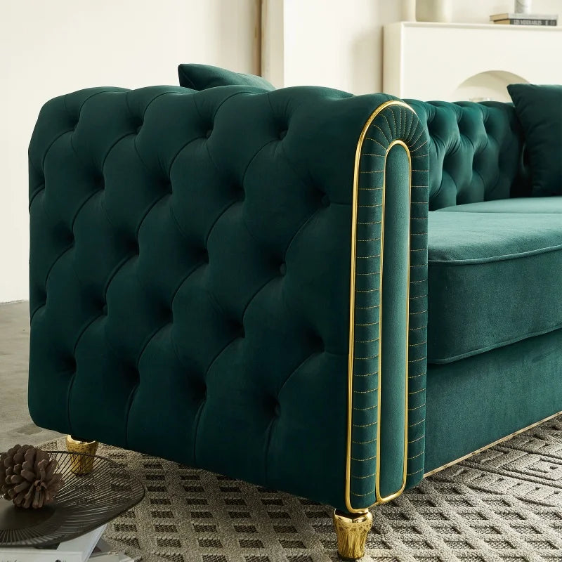 Tufted Up-holstered Modern Sofa Set Furniture Chesterfield Living Room Sofa Black Luxury Couch Living Room for House