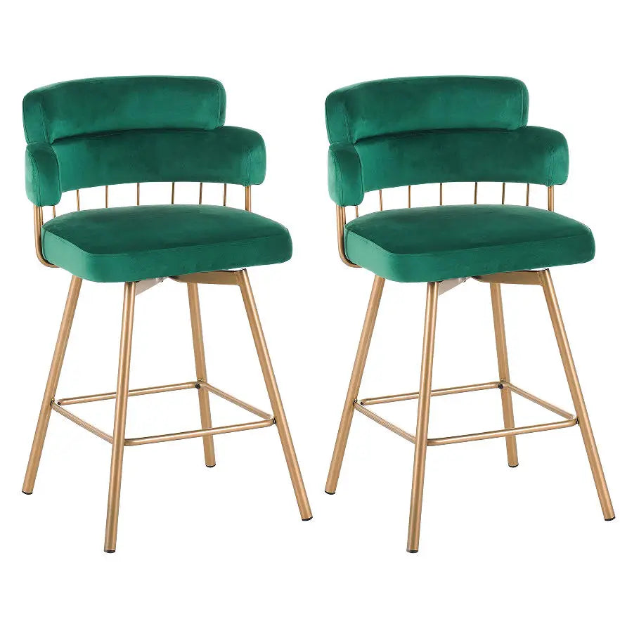 Modern Luxury Adjustable Leisure Chair with Velvet Seat and Metal Legs for Home & Hotel Bar Chairs Set of 2