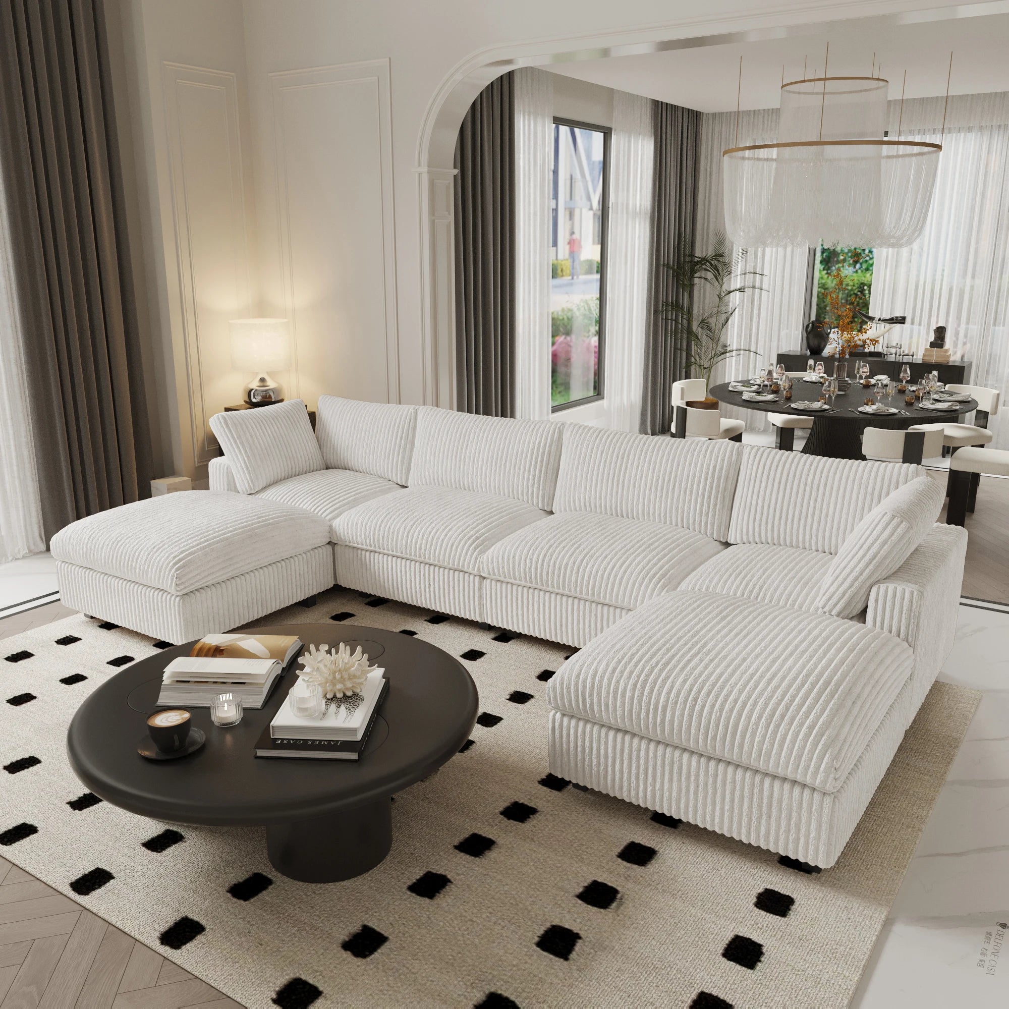 ATUNUS US in Stock Drop Shipping Sofa American Classic Living Room Furniture Corduroy Modular Sectional Couch Sofa Sets