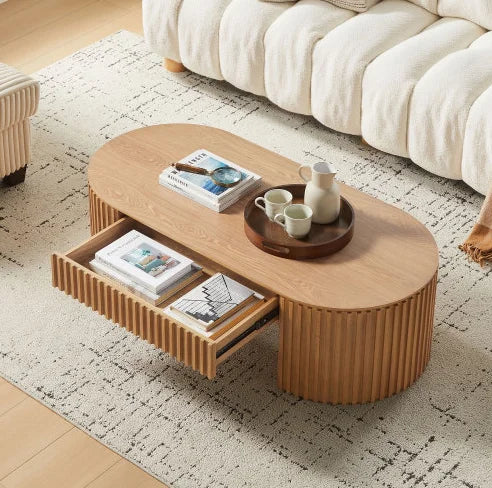 Modern Fluted Oval Coffee Table