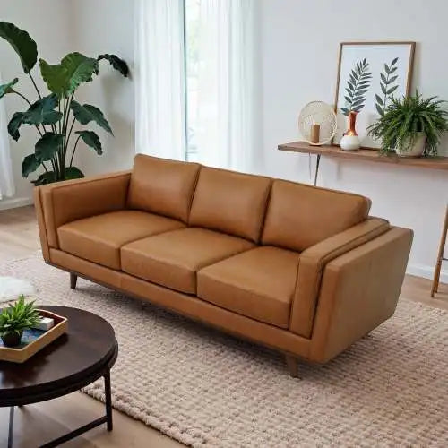 Mid-Century Leather Sofa