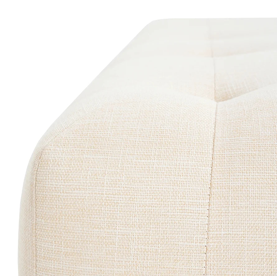 Modern Convertible Adjustable Rectangular Upholstered Tufted Linen Fabric Bench Solid Wood Legs Home Office Bedroom