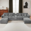 U Shaped Convertible Modular Sectional Sofa Set 144" Comfy Fluffy Chenille 6 Seat Living Room Ottoman