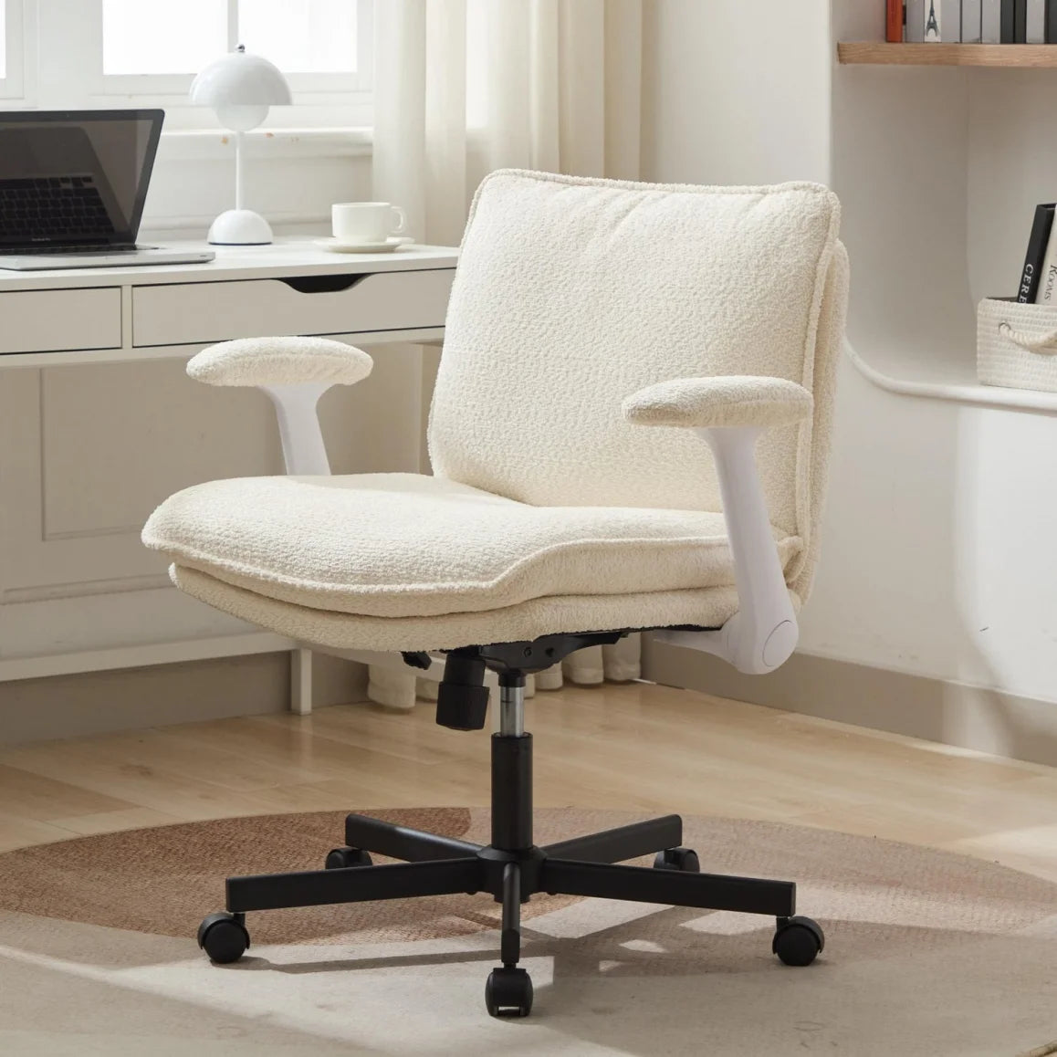 Luxury Comfortable Home Office 300Lbs Soft Wide-Seat Executive Ergonomic Cross Legged Office Chair