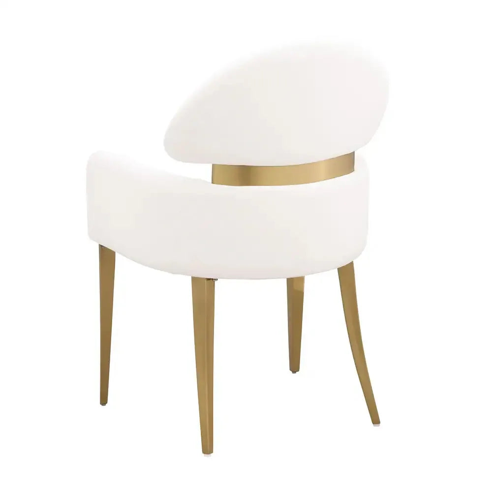 2pc Modern Convertible Arms Chairs Stainless Steel Gold Matte Finish Fabric Dining Room Furniture White Home Office & Hotel Use